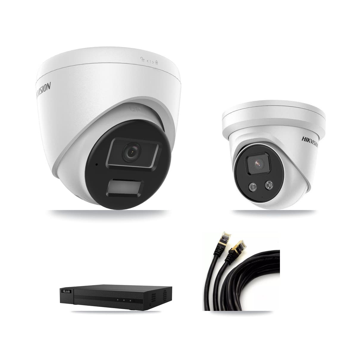 Hikvision & HiLook 8-Channel 4MP – 5MP CCTV Kit — 1 4MP + 1 5MP Turret Cameras + 3TB Recording (NVR-108MH-D Recorder)