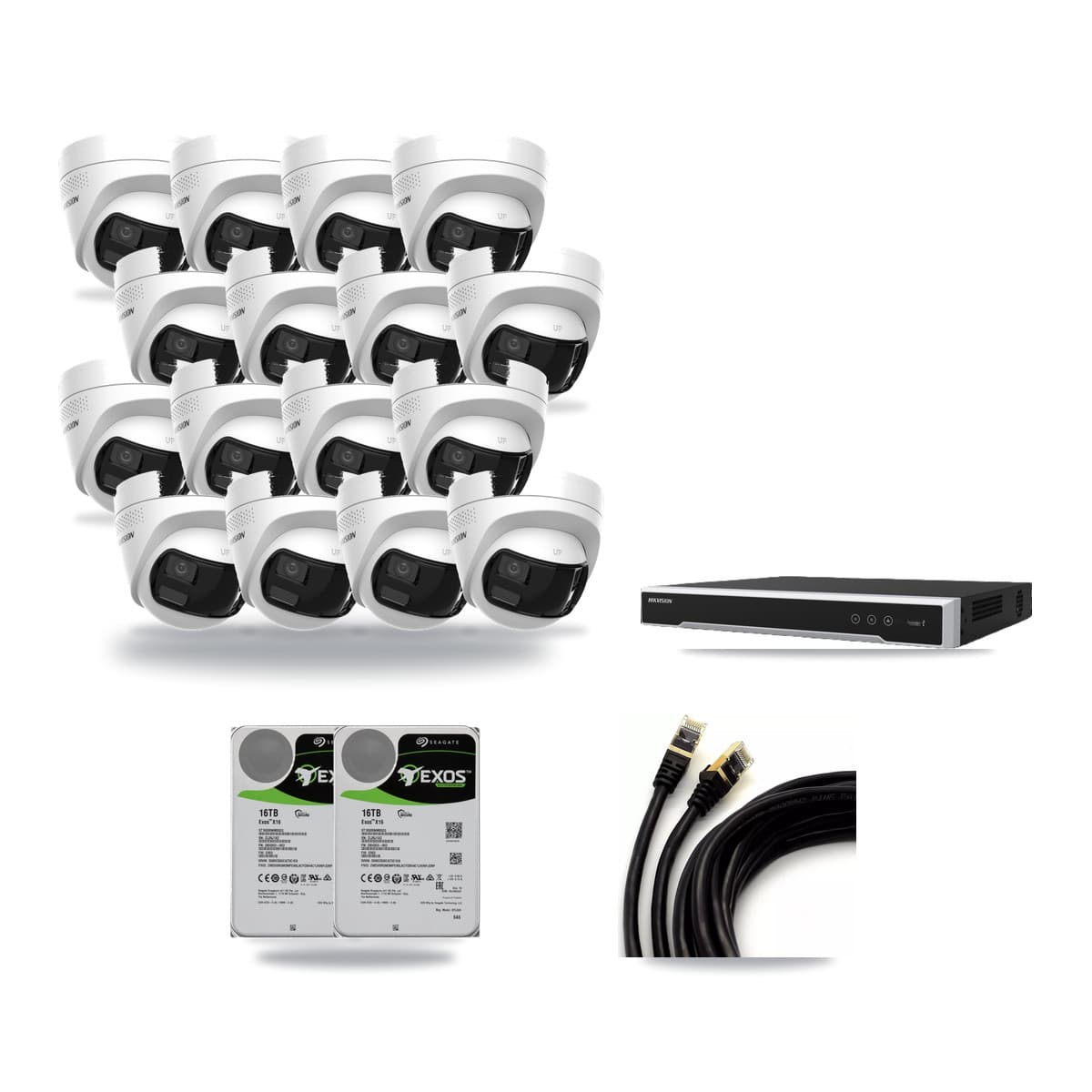 Hikvision 16-Channel 4K CCTV Kit — 16 DS-2CD1383G2P Turret Cameras + 2× 16TB Recording - Image 1