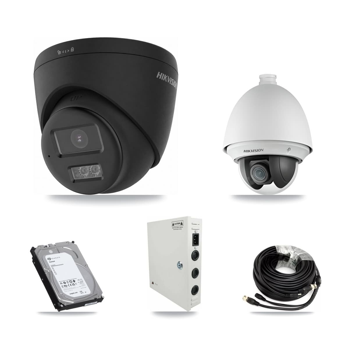 Hikvision 32-Channel 2MP – 4K CCTV Kit — 1 2MP PTZ + 11 Black 4K Turret Cameras + 3× 6TB Recording