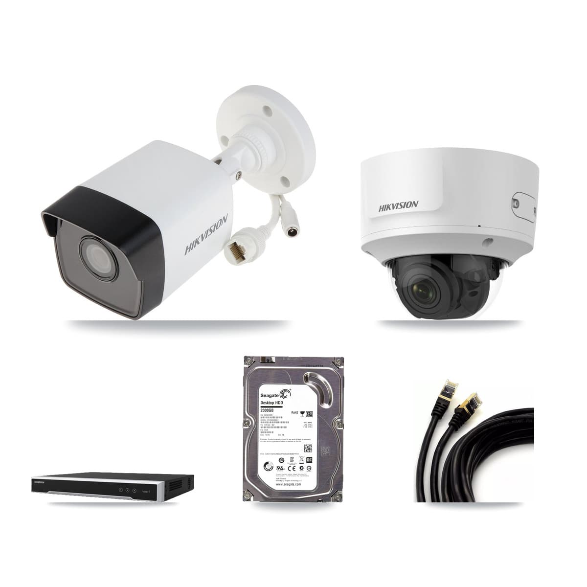 Hikvision 16-Channel 2MP – 5MP CCTV Kit — 1 5MP Bullet + 1 2MP Dome Cameras + 2TB Recording (DS-7616NI-M2 Recorder)