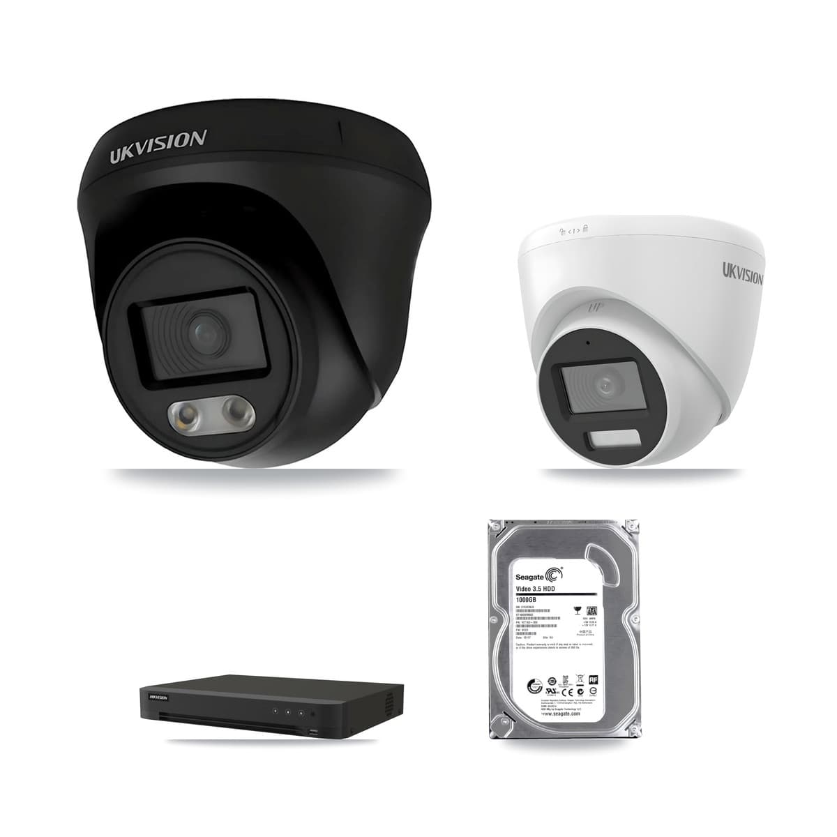 Hikvision 8-Channel 4K CCTV Kit — 2 UKVISION Cameras + 1TB Recording (IDS-7208HUHI-M1/XT Recorder)