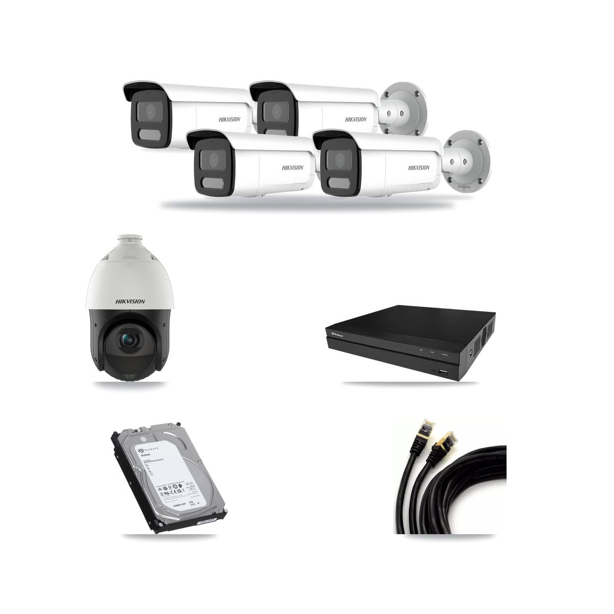 Hikvision & Prolux 8-Channel 4MP CCTV Kit — 4 Bullet + 1 PTZ Cameras + 6TB Recording - Image 1