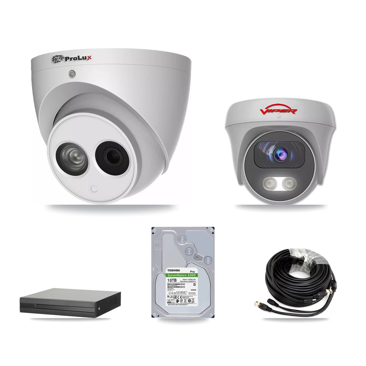 Prolux & Viper 8-Channel 4MP – 5MP CCTV Kit — 6 4MP Turret + 1 5MP Cameras + 10TB Recording - Image 1
