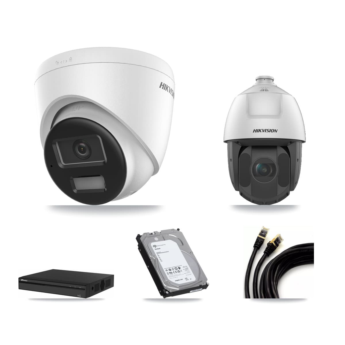 Hikvision & Prolux 4-Channel 2MP – 4K CCTV Kit — 2 4K Turret + 1 2MP PTZ Cameras + 6TB Recording - Image 1