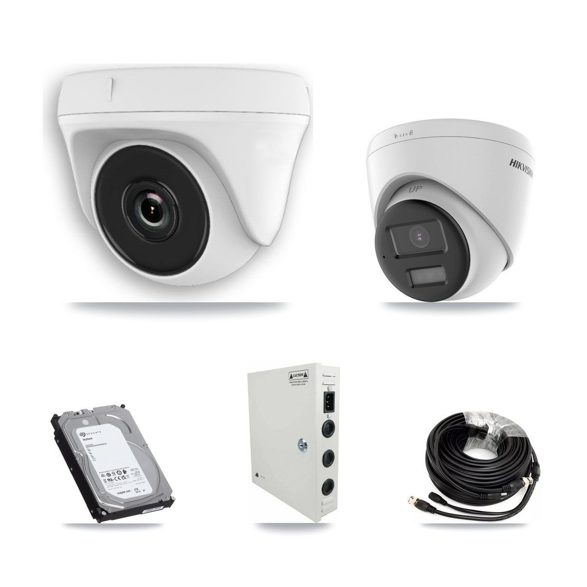 Hikvision 32-Channel 2MP – 5MP CCTV Kit — 1 DS-2CE78K0T 5MP Turret + 15 White HDT-2MP-N20W 2MP Dome Cameras + 2× 6TB Recording