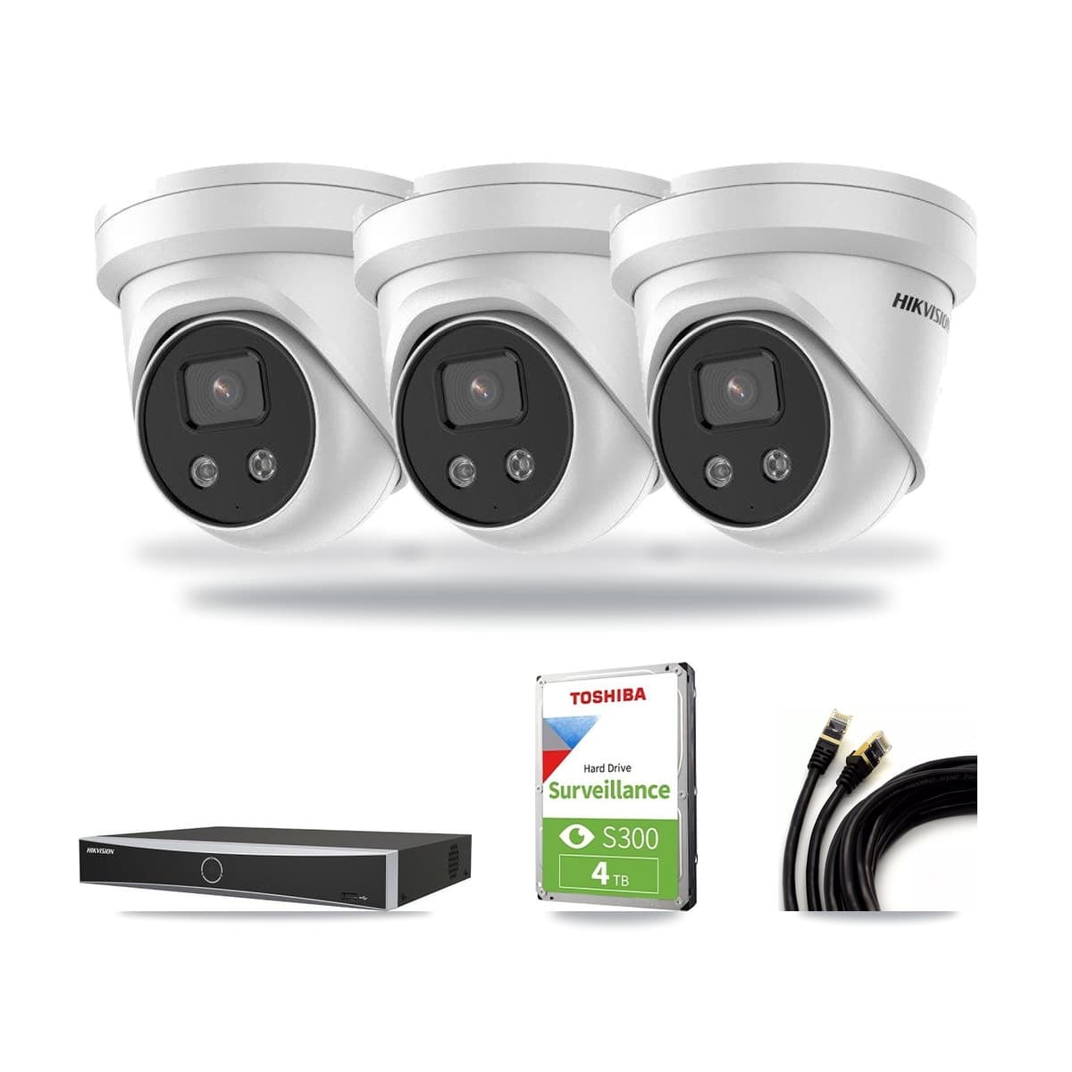 Hikvision 4-Channel 5MP CCTV Kit — 3 DS-2CD3356G2 Turret Cameras + 4TB Recording - Image 1