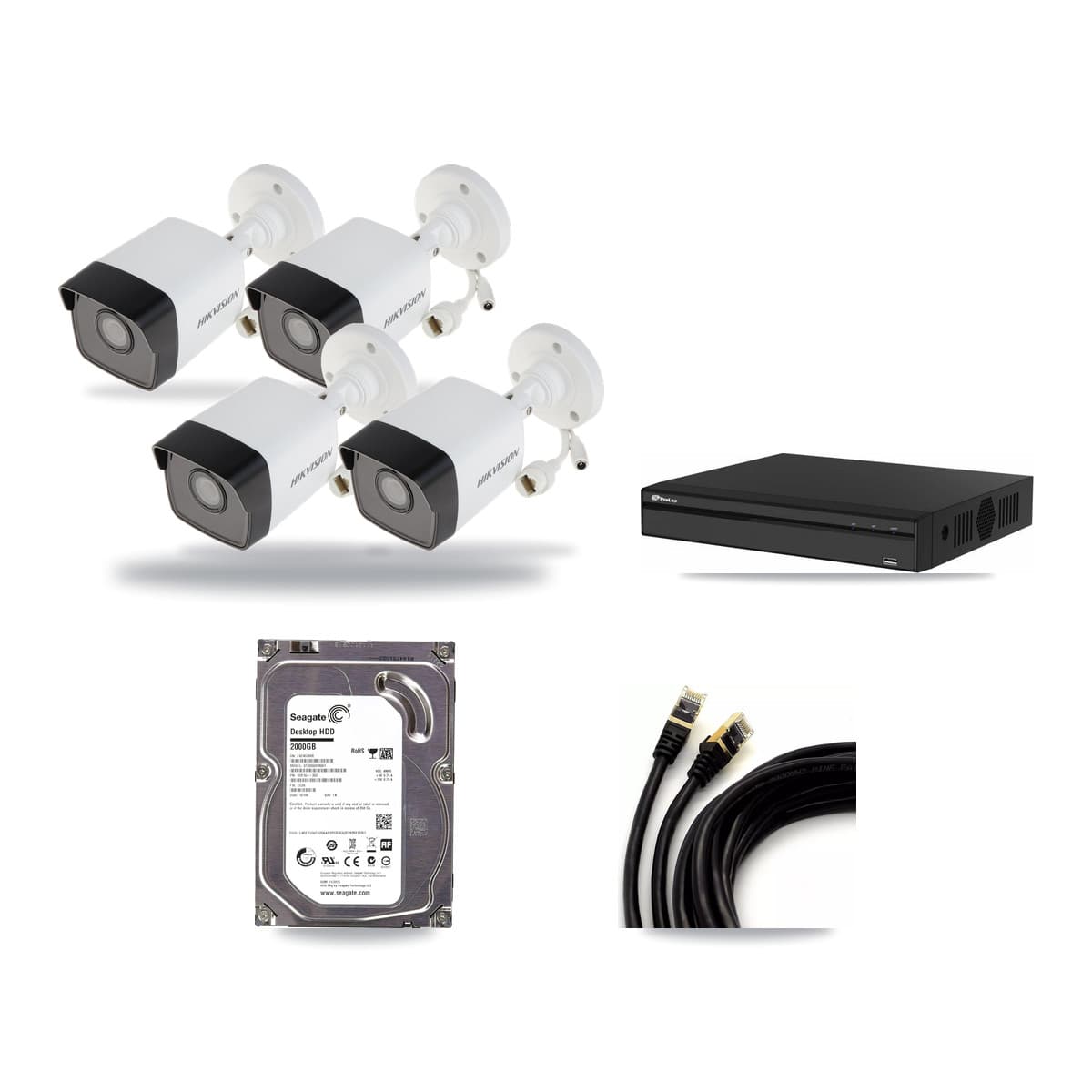 Hikvision & Prolux 4-Channel 5MP CCTV Kit — 4 Bullet Cameras + 2TB Recording - Image 1