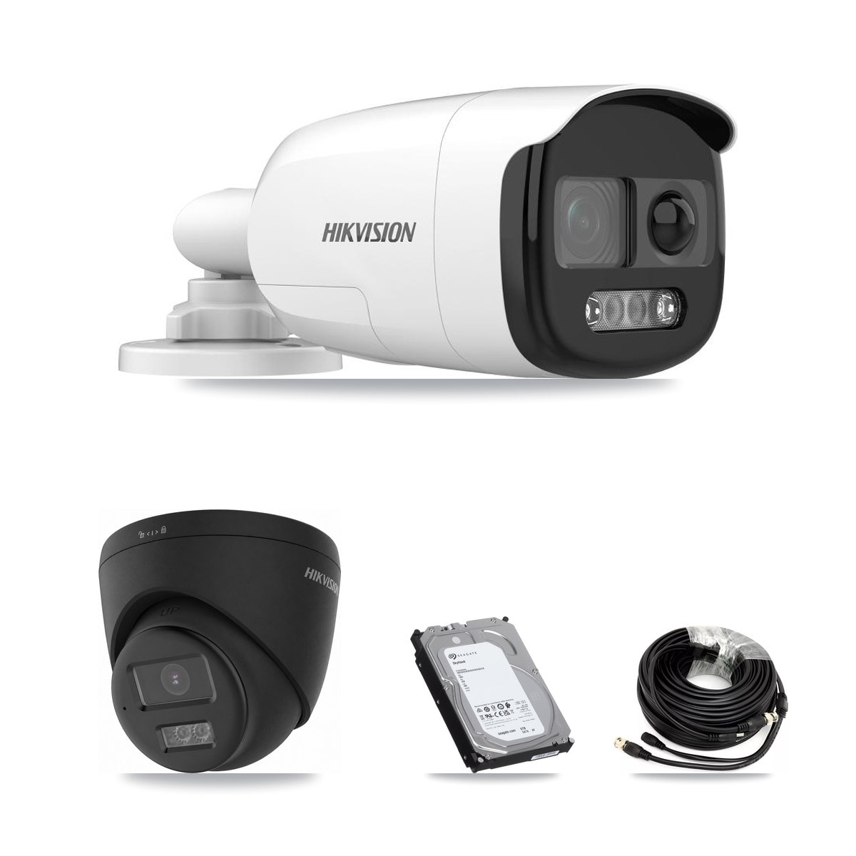 Hikvision 32-Channel 5MP – 4K CCTV Kit — 4 5MP Bullet + 4 Black 4K Turret Cameras + 3× 6TB Recording