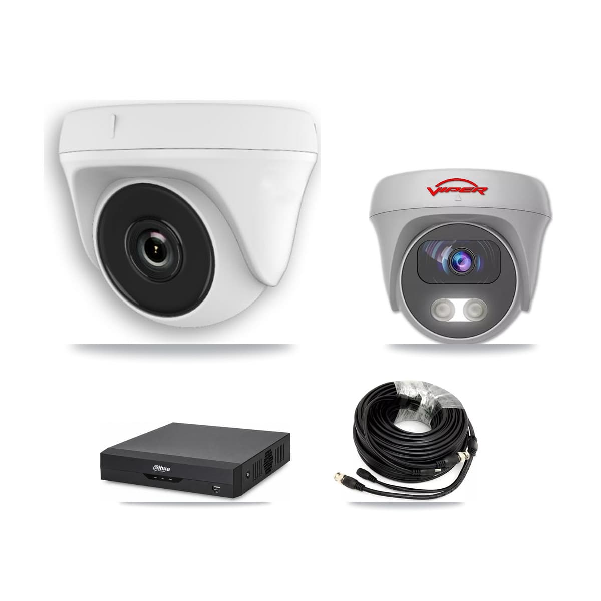 Viper & Dahua 4-Channel 2MP – 5MP CCTV Kit — 2 2MP Dome + 1 5MP Cameras + 3TB Recording