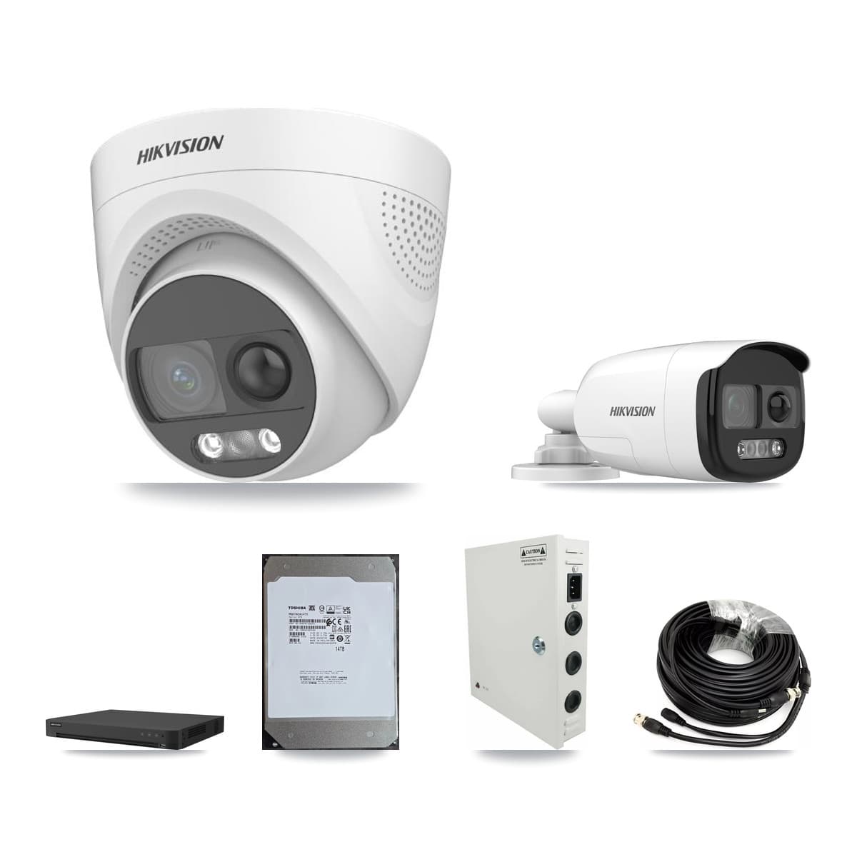 Hikvision 16-Channel 5MP CCTV Kit — 5 DS-2CE12KF3T Bullet + 11 DS-2CE72KF3T Turret Cameras + 14TB Recording