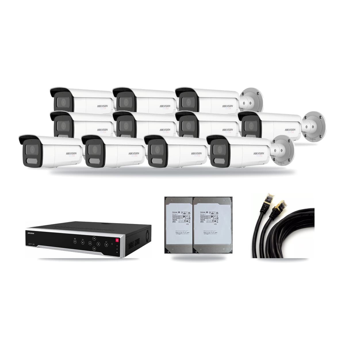 Hikvision 32-Channel 4MP – 4K CCTV Kit — 1 4MP + 10 4K Bullet Cameras + 2× 14TB Recording - Image 1