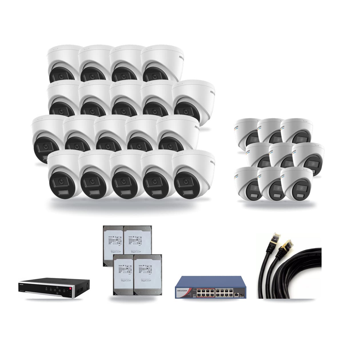 Hikvision 32-Channel 2MP – 4K CCTV Kit — 9 2MP + 19 4K Turret Cameras + 4× 14TB Recording - Image 1