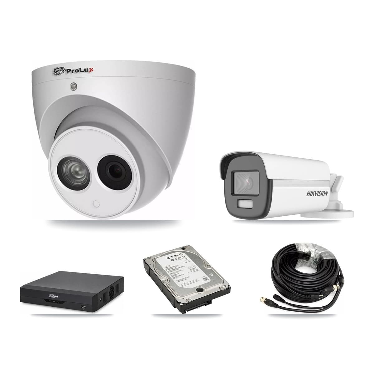 4-Channel 4MP – 4K CCTV Kit — 1 4K Bullet + 2 4MP Turret Cameras + 5TB Recording
