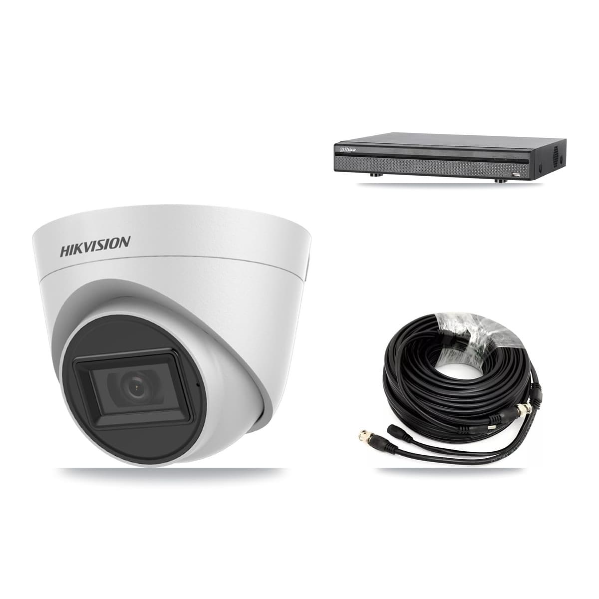 Hikvision & Dahua 8-Channel 5MP CCTV Kit — 6 White Turret Cameras + 8TB Recording (DH-XVR5108H Recorder)