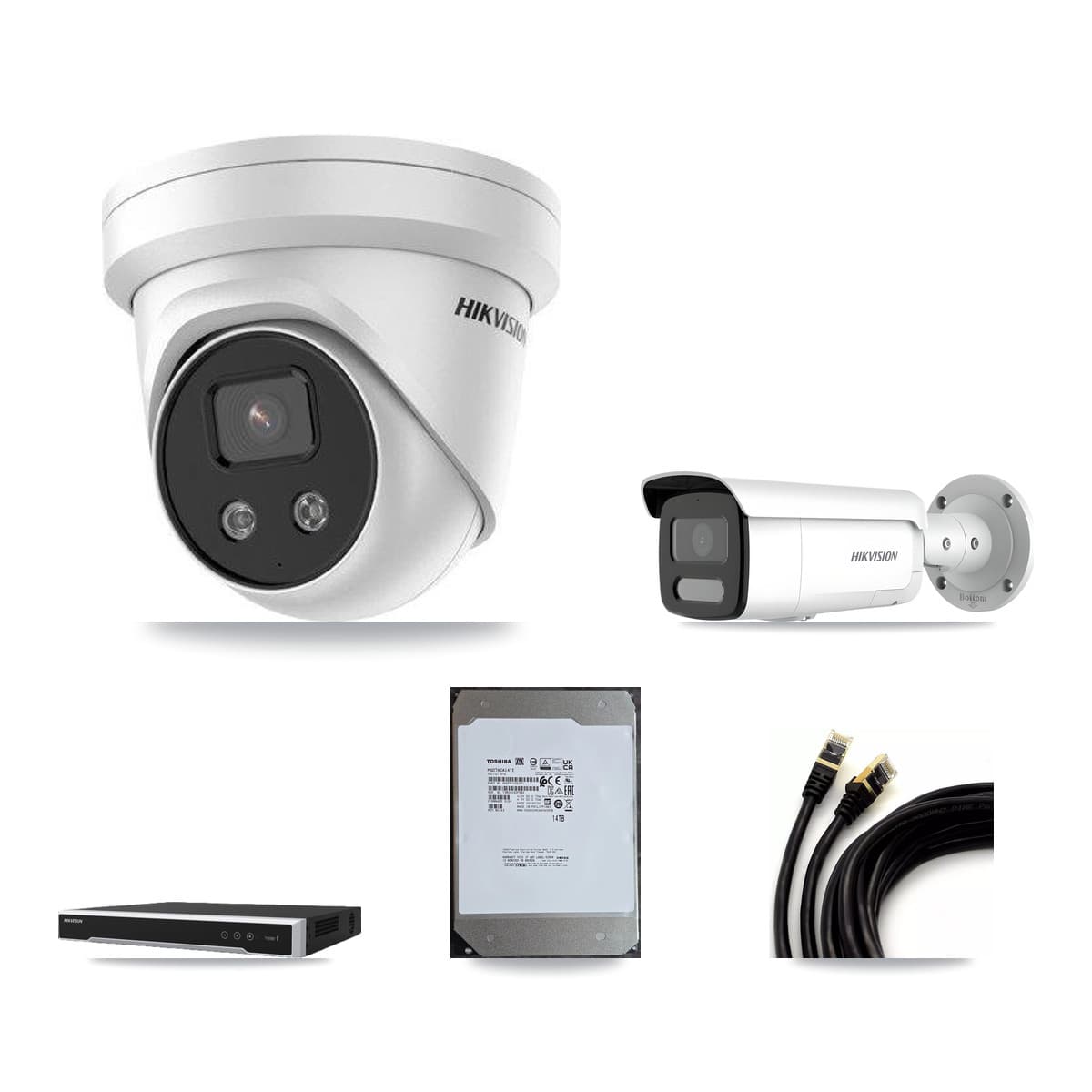 Hikvision 16-Channel 4MP – 5MP CCTV Kit — 4 4MP Bullet + 9 5MP Turret Cameras + 14TB Recording (DS-7616NI-M2 Recorder)