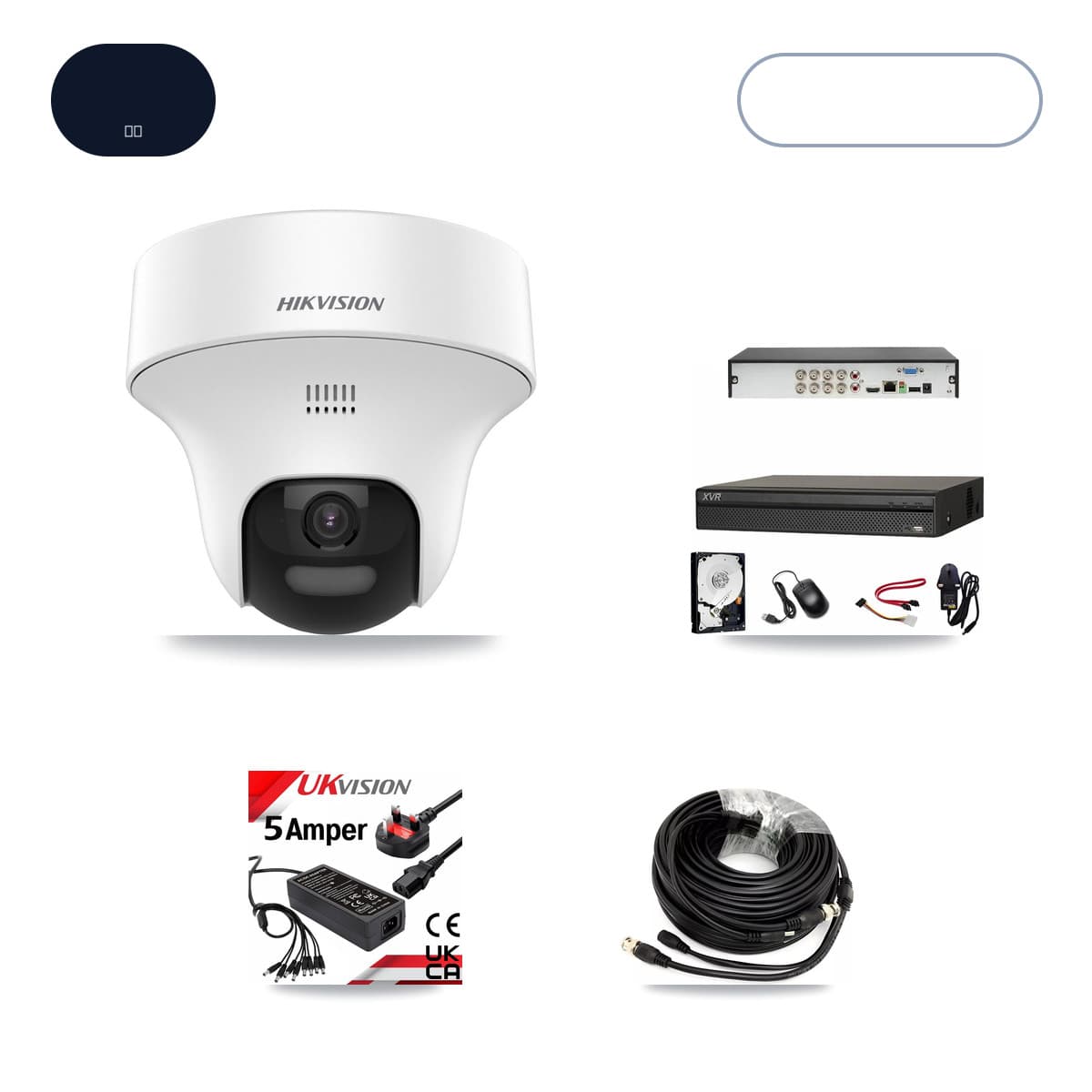 Hikvision & Dahua 8-Channel 5MP CCTV Kit — 8 DS-2CE70K0T Turret Cameras + 10TB Recording