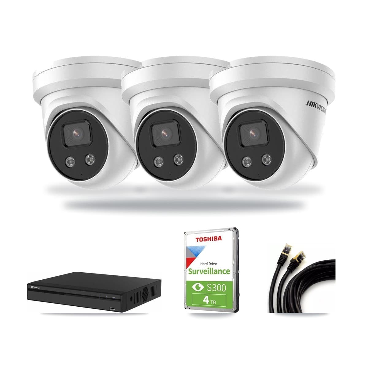 Hikvision & Prolux 4-Channel 5MP CCTV Kit — 3 Turret Cameras + 4TB Recording - Image 1