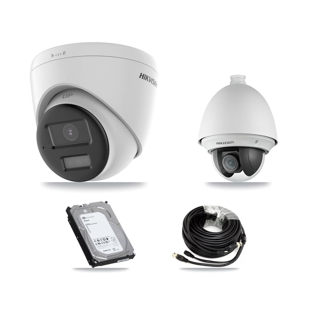 Hikvision & Prolux 8-Channel 2MP – 4K CCTV Kit — 1 2MP PTZ + 7 4K Turret Cameras + 2× 6TB Recording
