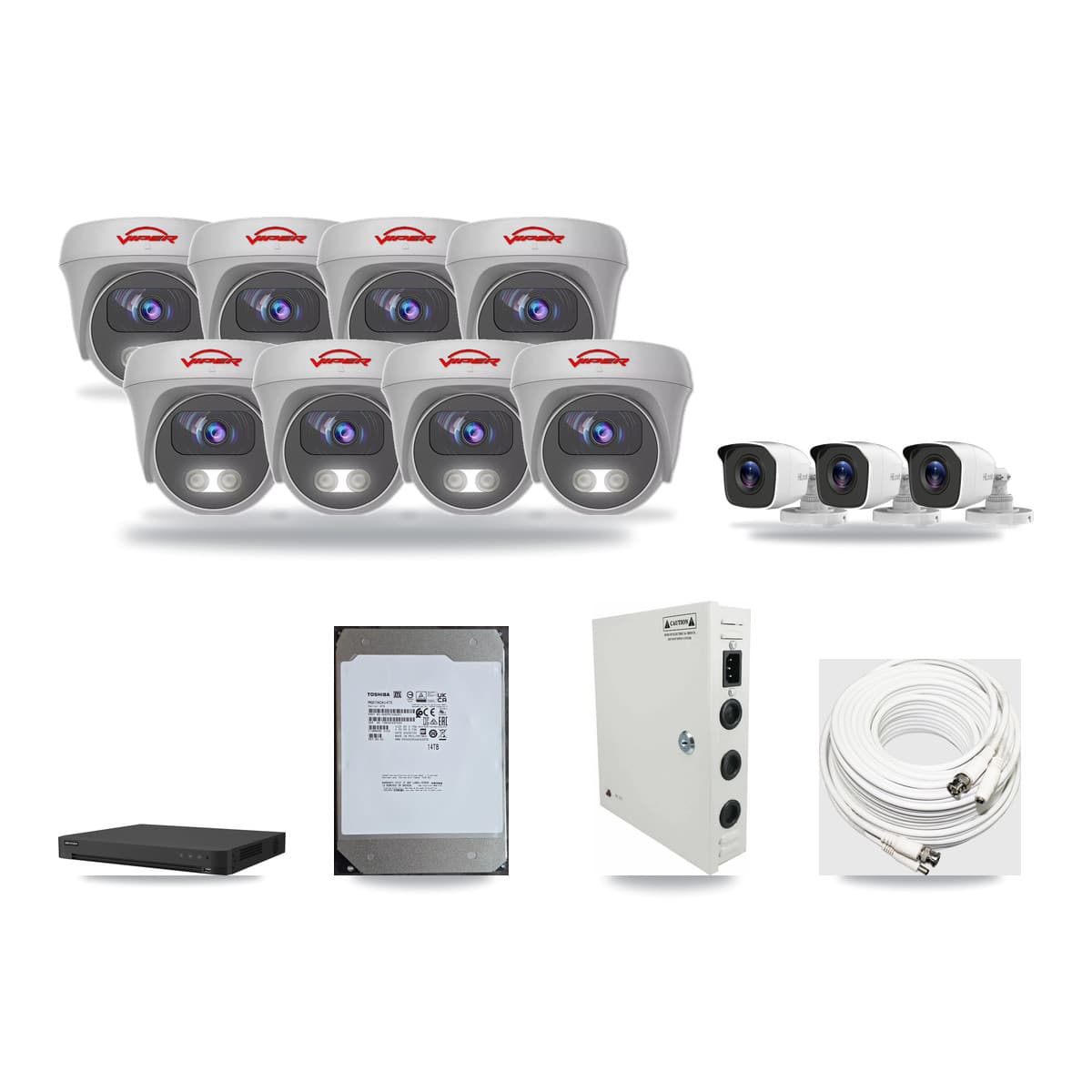 16-Channel 4MP – 5MP CCTV Kit — 3 4MP Bullet + 8 5MP Cameras + 14TB Recording - Image 1