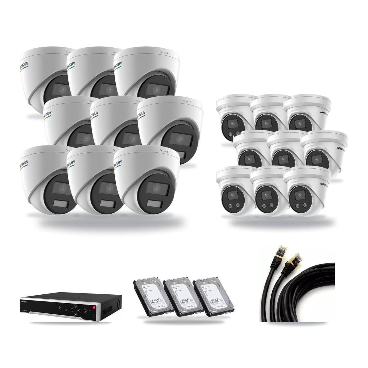 Hikvision 32-Channel 2MP – 5MP CCTV Kit — 9 2MP + 9 5MP Turret Cameras + 3× 6TB Recording - Image 1