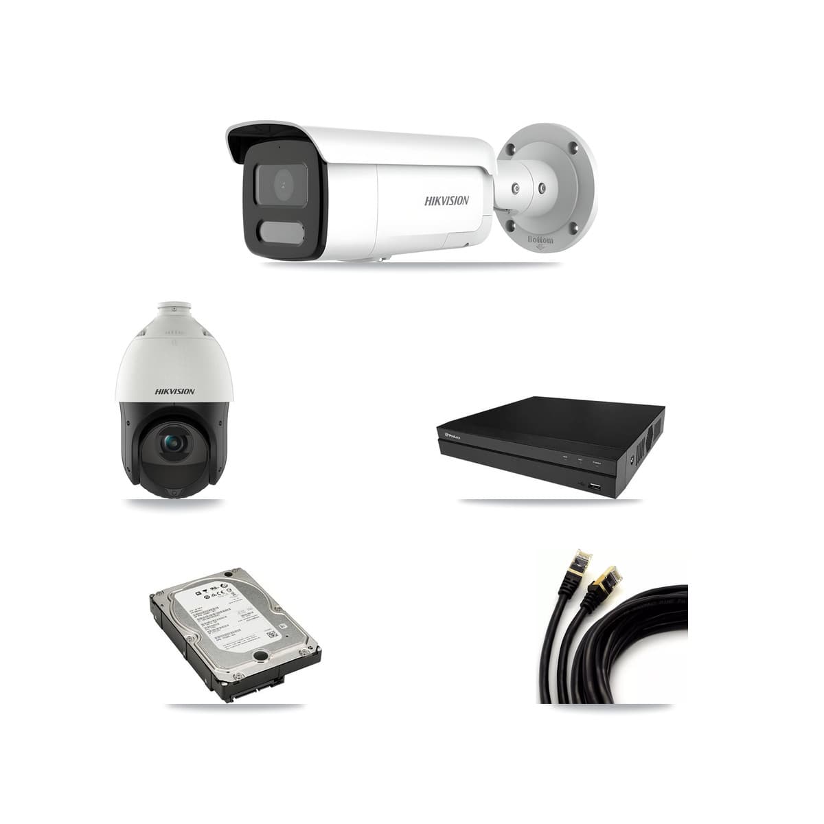 Hikvision & Prolux 8-Channel 4MP CCTV Kit — 3 Bullet + 1 PTZ Cameras + 5TB Recording