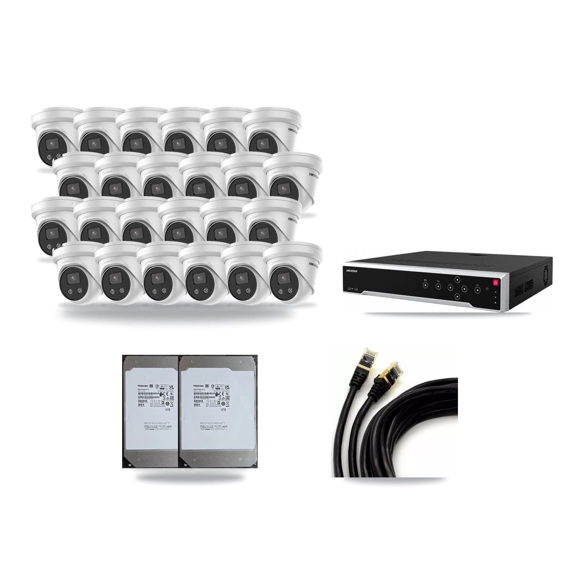 Hikvision 32-Channel 5MP CCTV Kit — 24 Turret Cameras + 2× 14TB Recording - Image 1