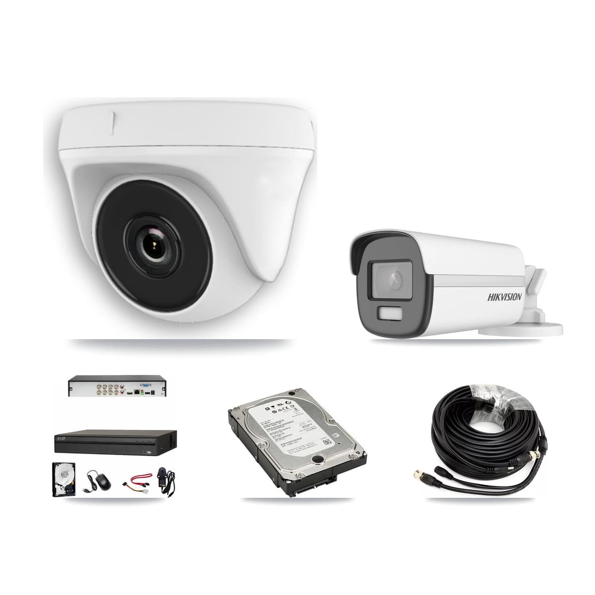 Hikvision & Dahua 8-Channel 2MP – 4K CCTV Kit — 1 4K Bullet + 3 White 2MP Dome Cameras + 5TB Recording (XVR-3108AD Recorder)