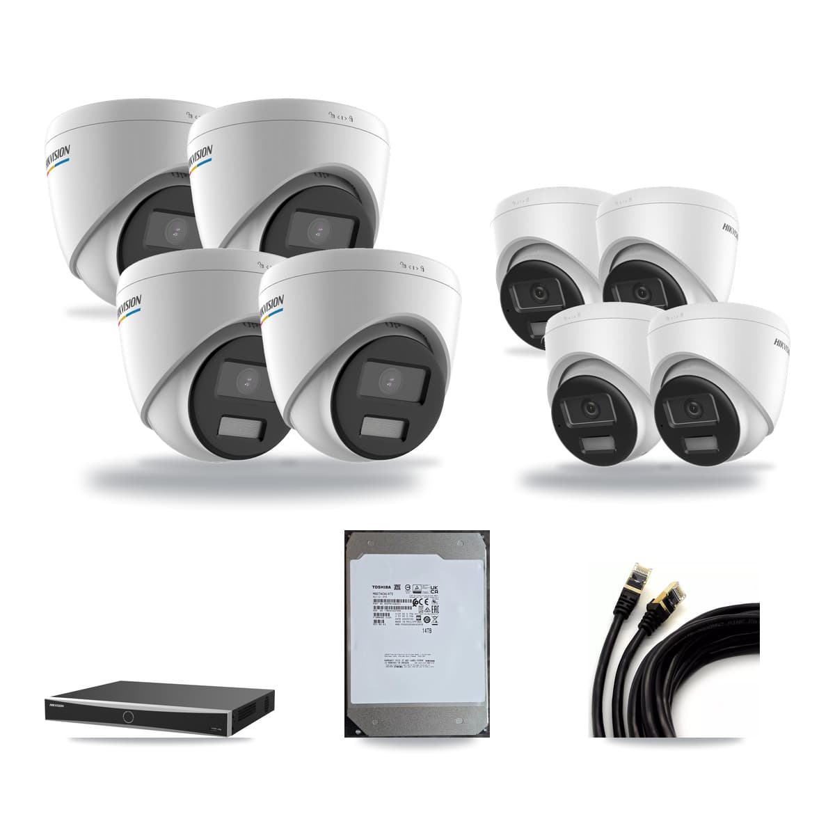 Hikvision 16-Channel 2MP – 4K CCTV Kit — 4 2MP + 4 4K Turret Cameras + 14TB Recording (DS-7616NXI Recorder) - Image 1