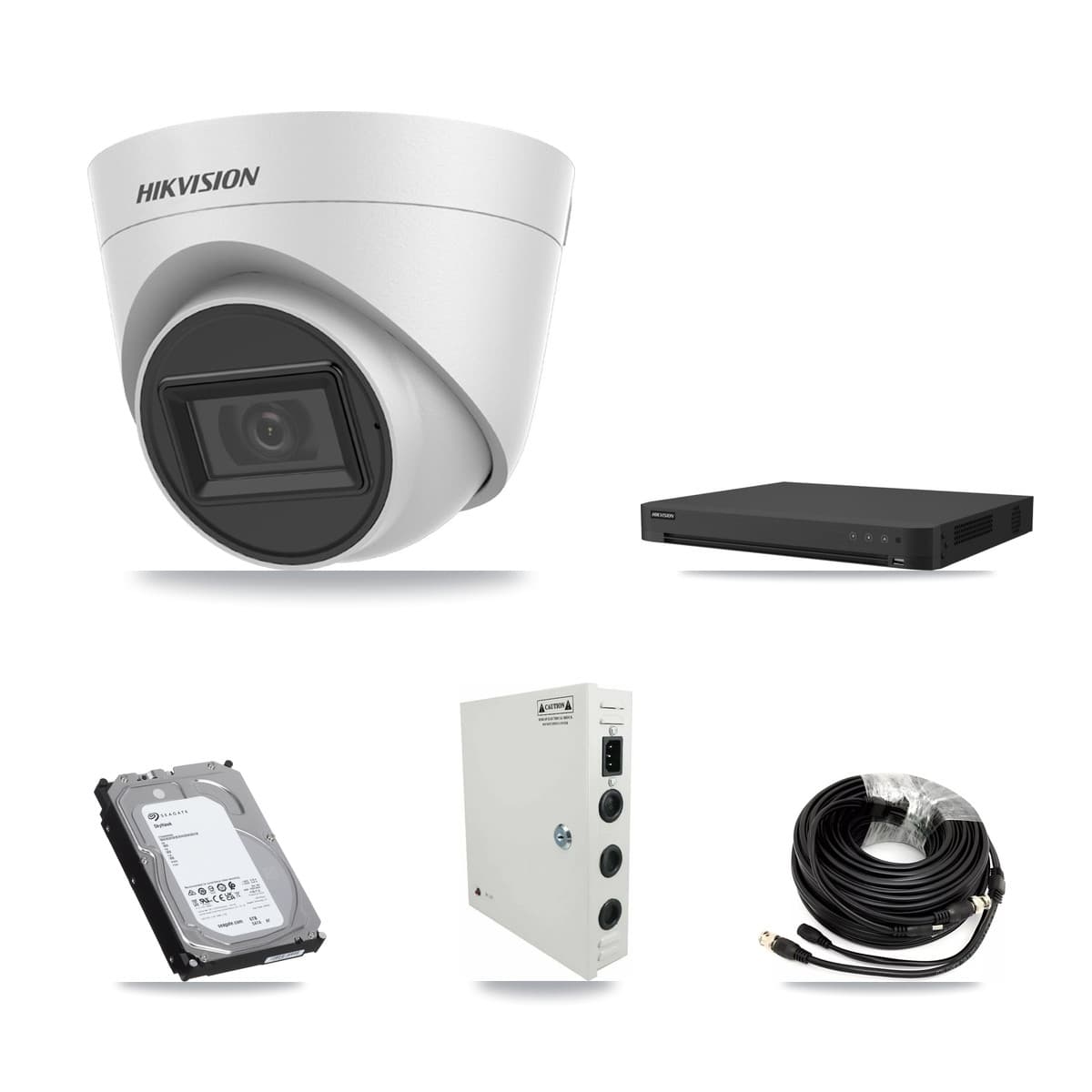 Hikvision 32-Channel 5MP CCTV Kit — 16 White Turret Cameras + 6TB Recording (IDS-7232HQHI Recorder)
