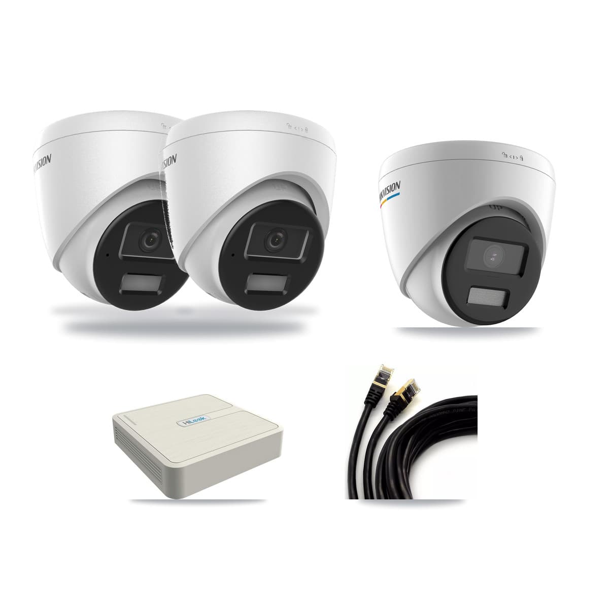 Hikvision & HiLook 8-Channel 2MP – 4MP CCTV Kit — 1 2MP + 2 4MP Turret Cameras + 3TB Recording (NVR-108H-D Recorder) - Image 1