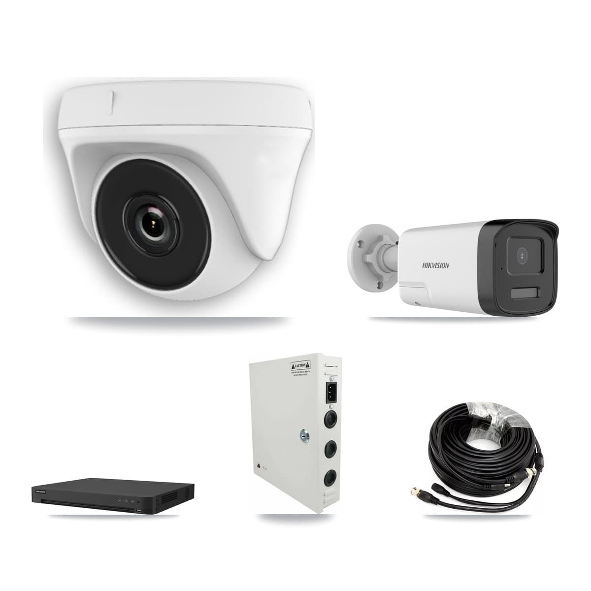 Hikvision 32-Channel 2MP – 5MP CCTV Kit — 1 DS-2CE17K0T 5MP Bullet + 23 White HDT-2MP-N20W 2MP Dome Cameras + 2× 8TB Recording