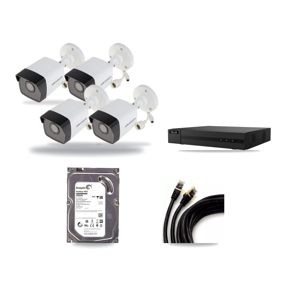 Hikvision & HiLook 8-Channel 5MP CCTV Kit — 4 Bullet Cameras + 2TB Recording (NVR-108MH-D Recorder) - Image 1