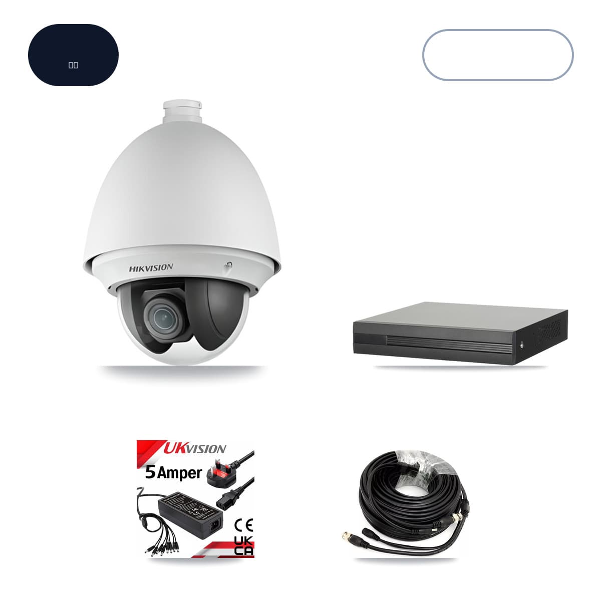 Hikvision 4-Channel 2MP CCTV Kit — 2 DS-2AE4225T PTZ Cameras + 1TB Recording (XVR-3104HS Recorder)