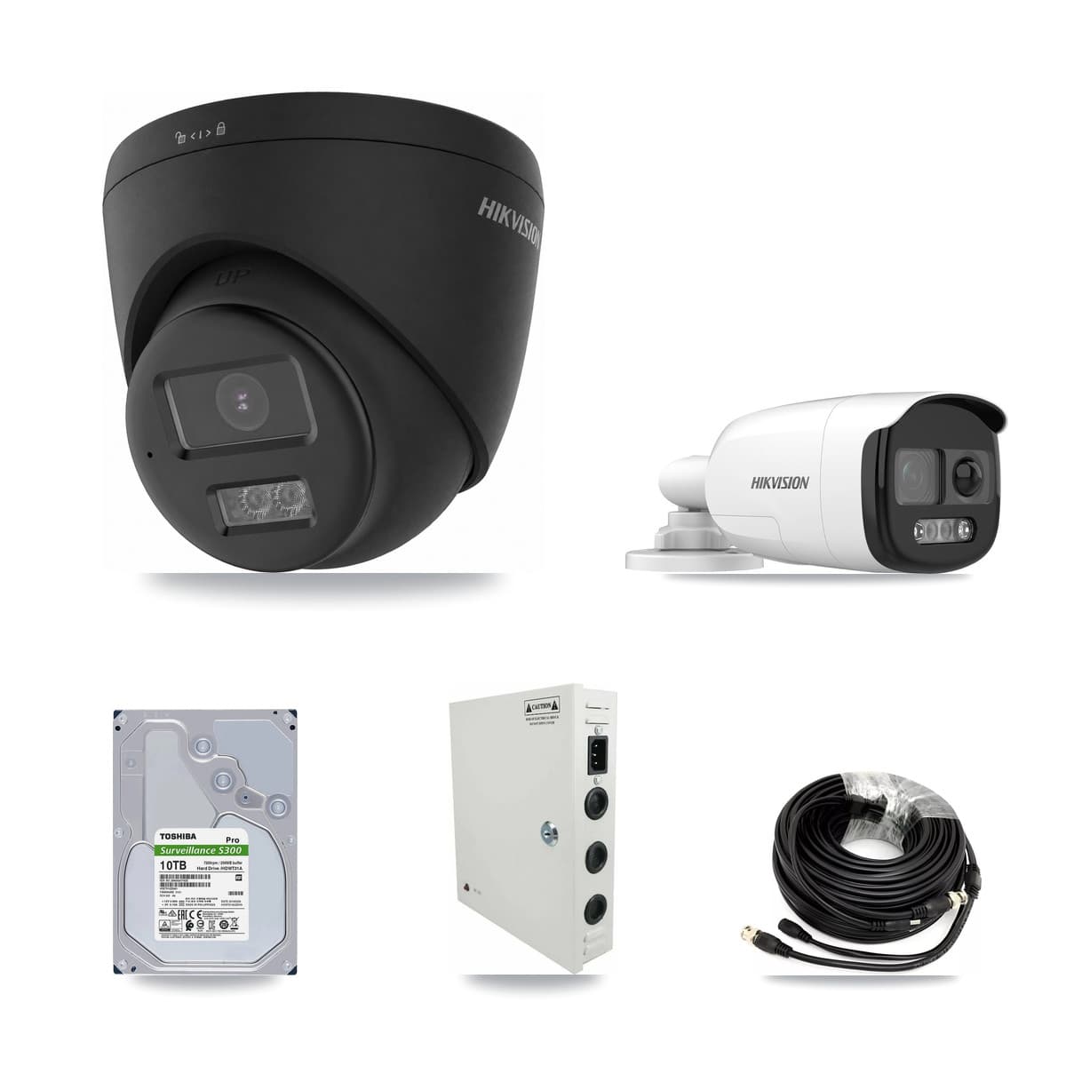 Hikvision 32-Channel 5MP – 4K CCTV Kit — 1 5MP Bullet + 31 Black 4K Turret Cameras + 2× 10TB Recording