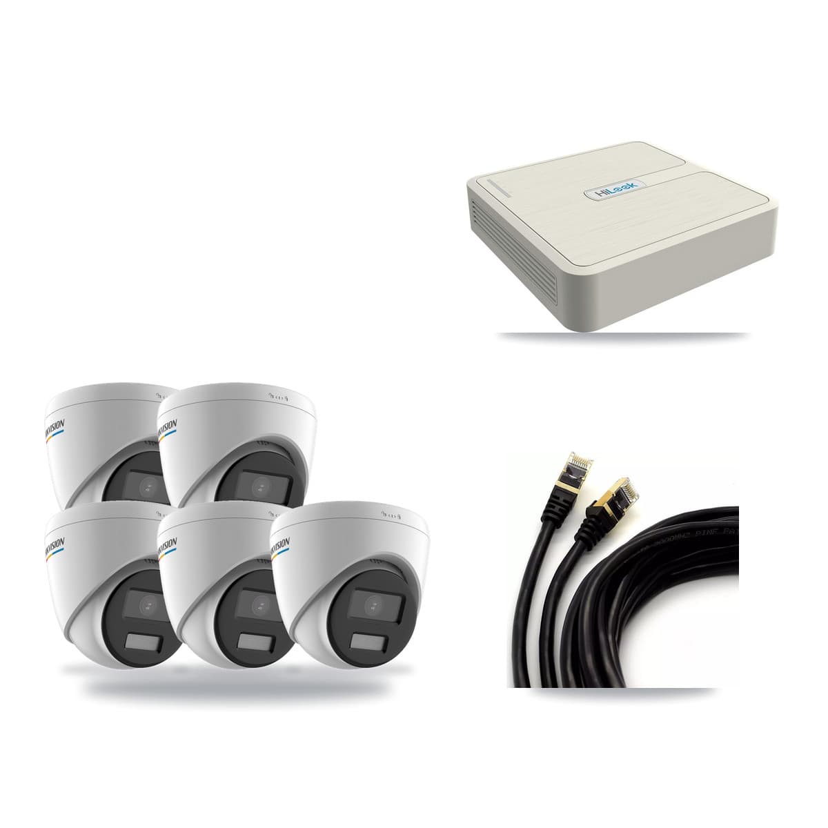 Hikvision & HiLook 8-Channel 2MP CCTV Kit — 5 Turret Cameras + 3TB Recording (NVR-108H-D Recorder) - Image 1