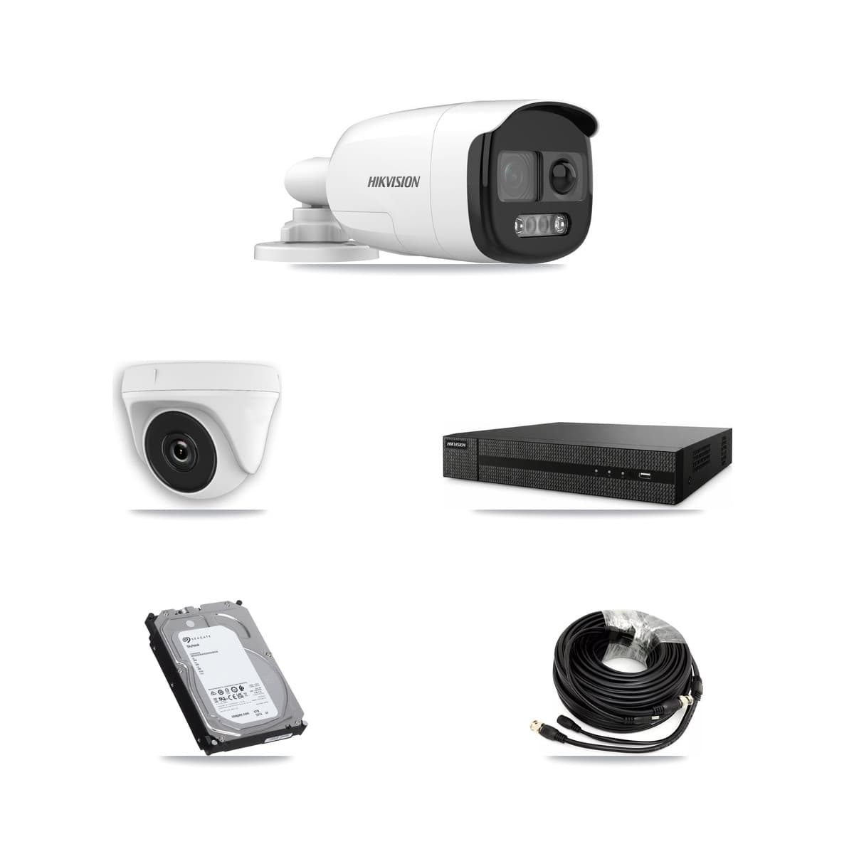 Hikvision 8-Channel 2MP – 5MP CCTV Kit — 6 5MP Bullet + 2 White 2MP Dome Cameras + 6TB Recording (DVR-8CH Recorder)