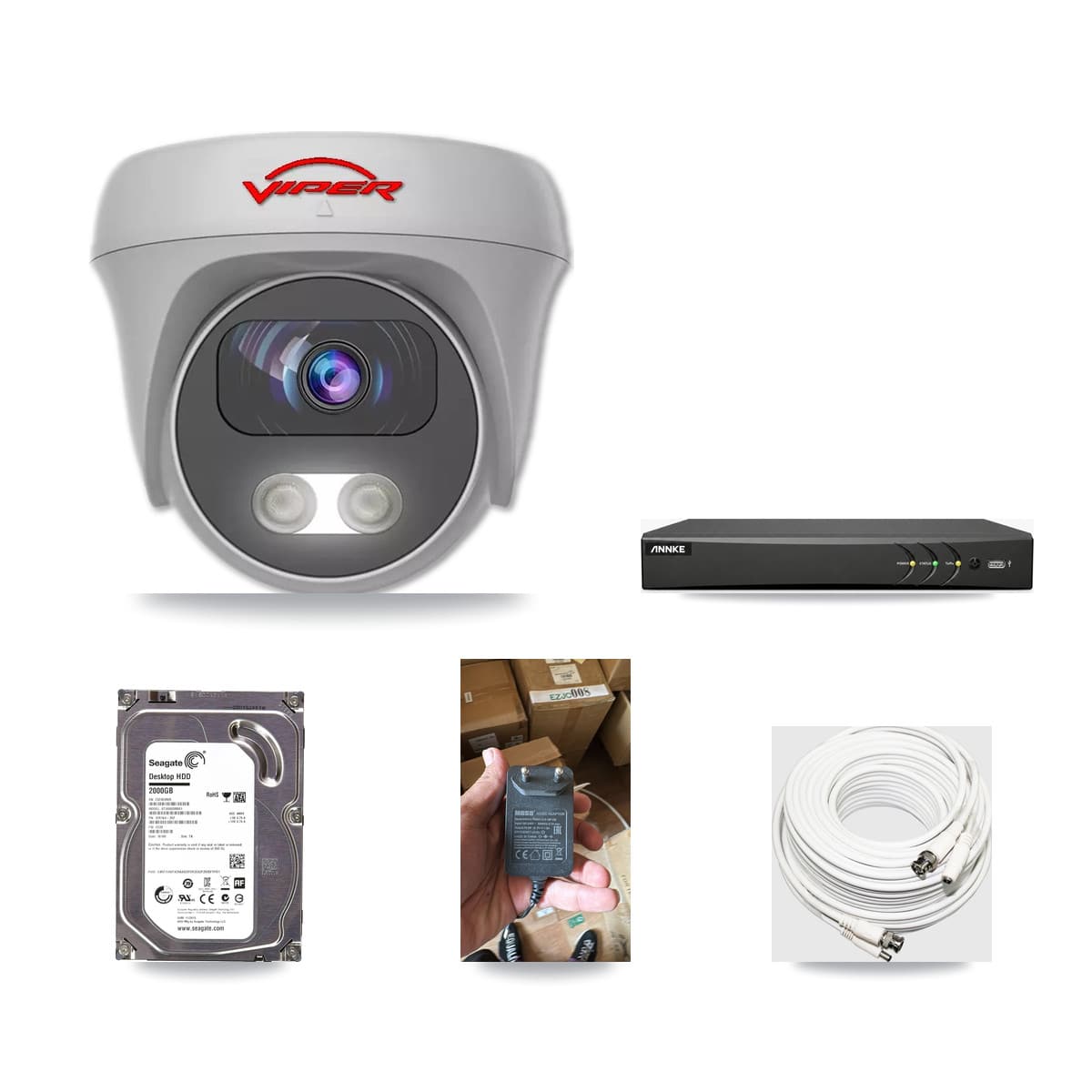 ANNKE 4-channel CCTV kit: 1 camera (1× 5MP Camera), 2TB hard drive