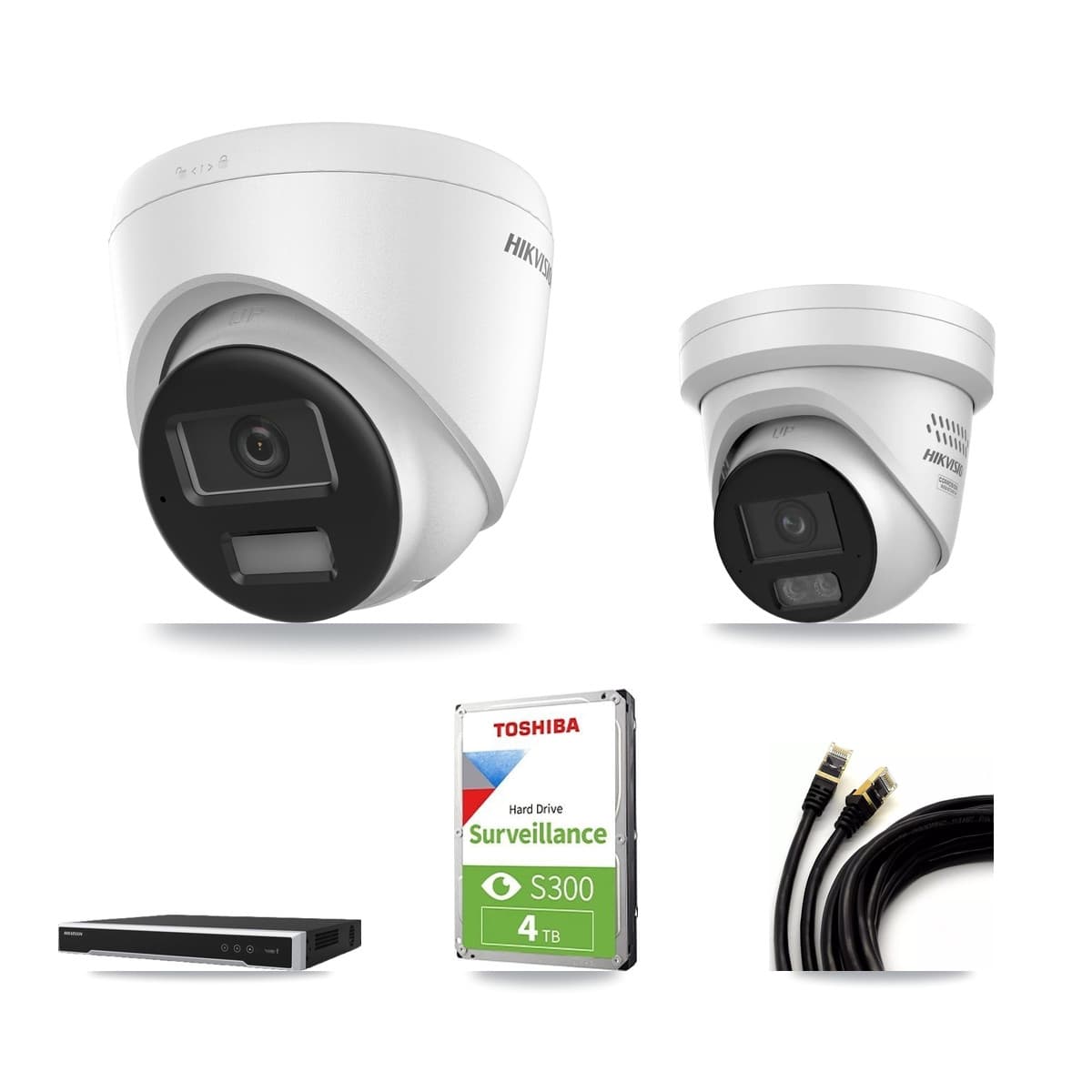 Hikvision 8-Channel 4MP – 4K CCTV Kit — 1 4K + 1 4MP Turret Cameras + 4TB Recording (DS-7608NI-M2 Recorder) - Image 1