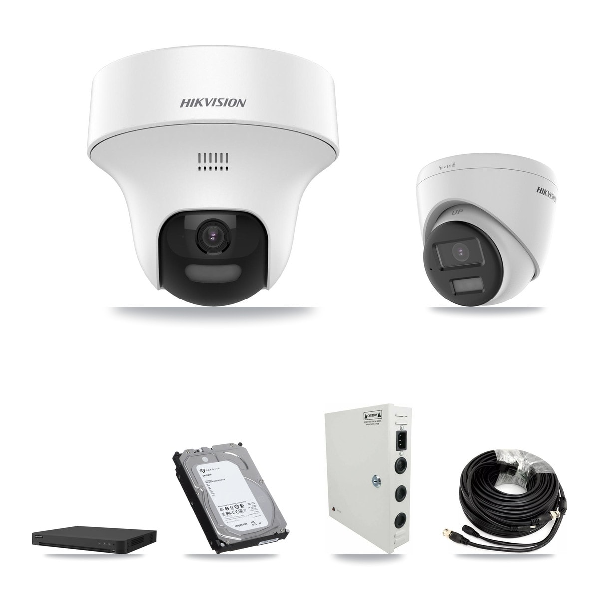 Hikvision 32-Channel 5MP CCTV Kit — 8 DS-2CE70K0T + 8 DS-2CE78K0T Turret Cameras + 6TB Recording (IDS-7232HQHI Recorder) - Image 1