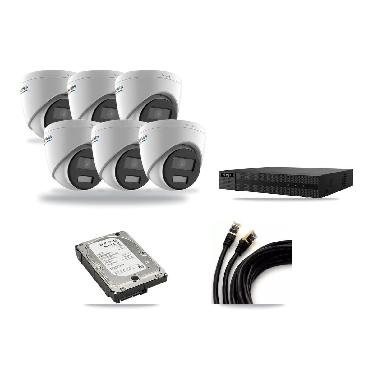 Hikvision & HiLook 8-Channel 2MP – 5MP CCTV Kit — 6 2MP Turret + 1 5MP Dome Cameras + 5TB Recording (NVR-108MH-D Recorder) - Image 1