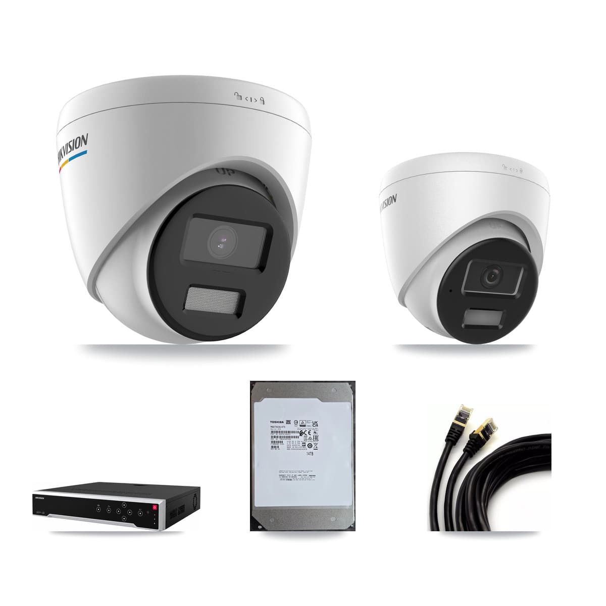 Hikvision 32-Channel 2MP – 4MP CCTV Kit — 19 2MP + 1 4MP Turret Cameras + 14TB Recording