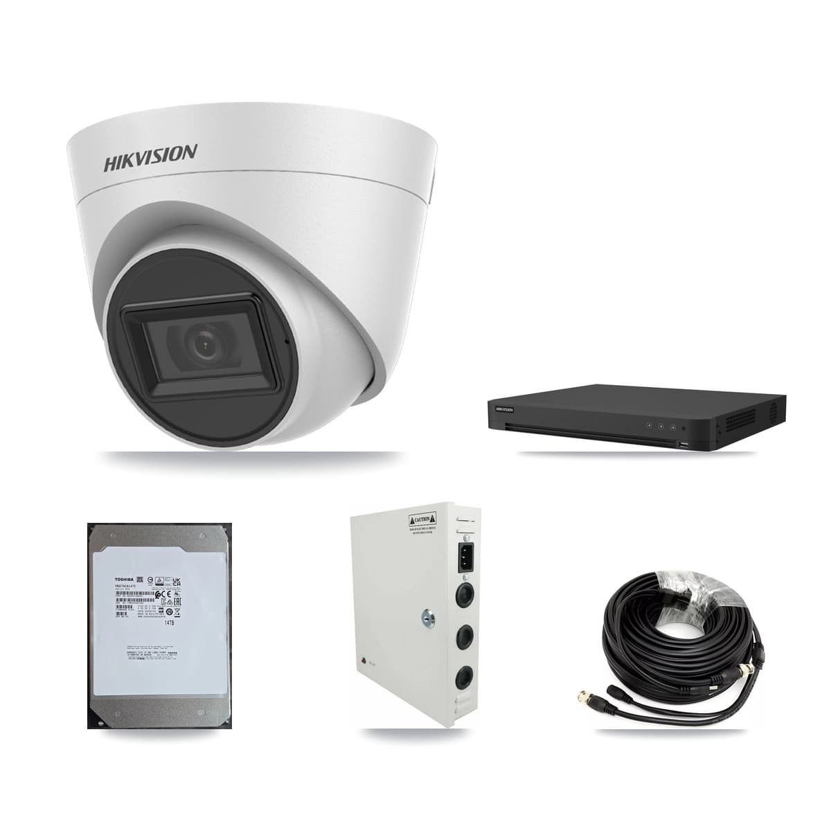 Hikvision 16-Channel 5MP CCTV Kit — 11 White Turret Cameras + 14TB Recording