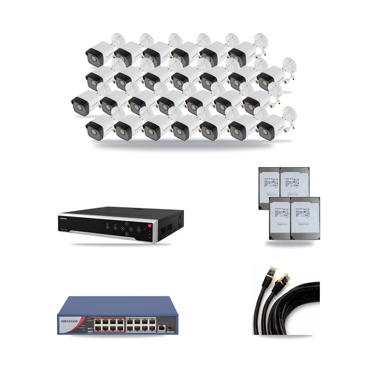 Hikvision 32-Channel 5MP CCTV Kit — 27 Bullet Cameras + 4× 14TB Recording - Image 1