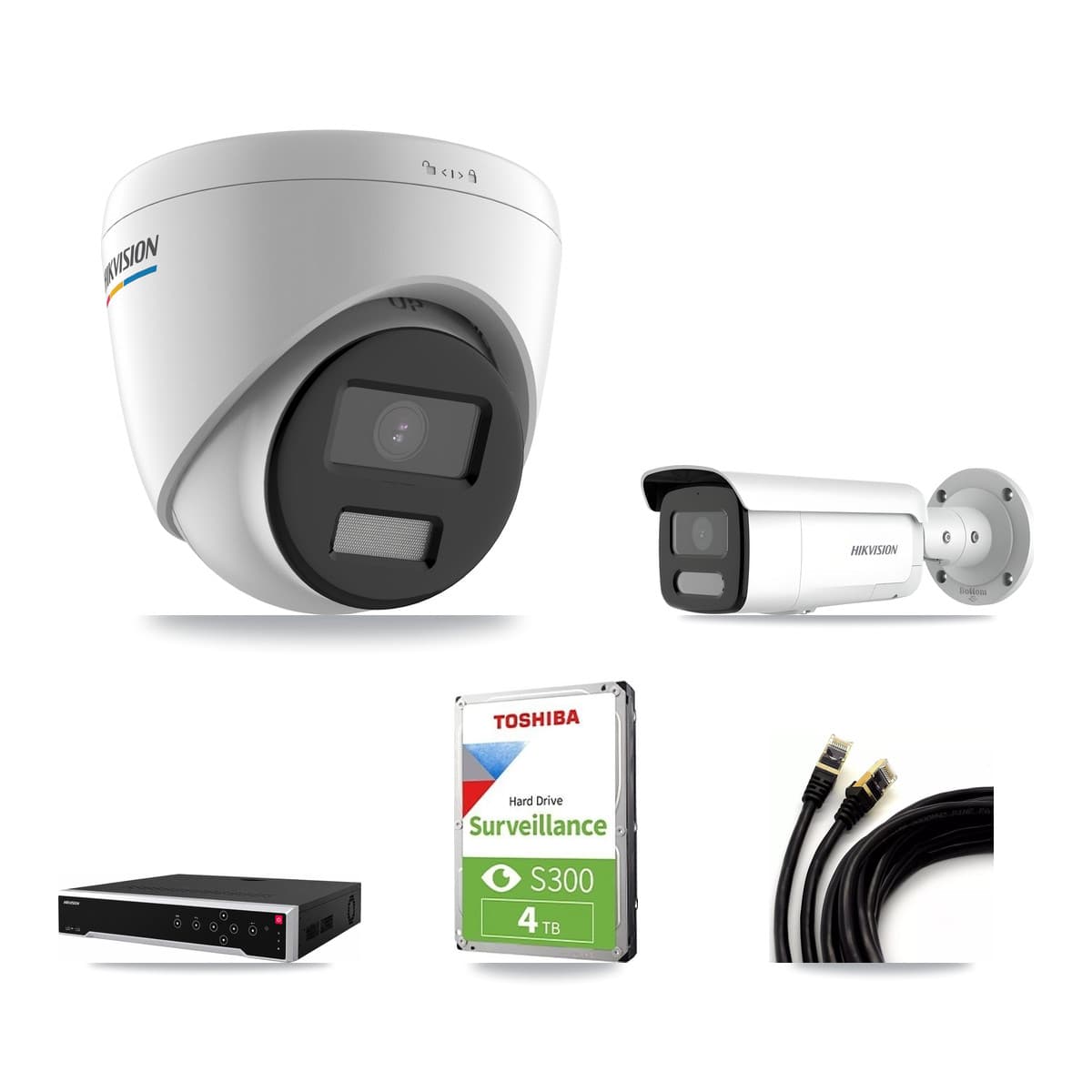 Hikvision 32-Channel 2MP – 4MP CCTV Kit — 4 2MP Turret + 1 4MP Bullet Cameras + 4TB Recording