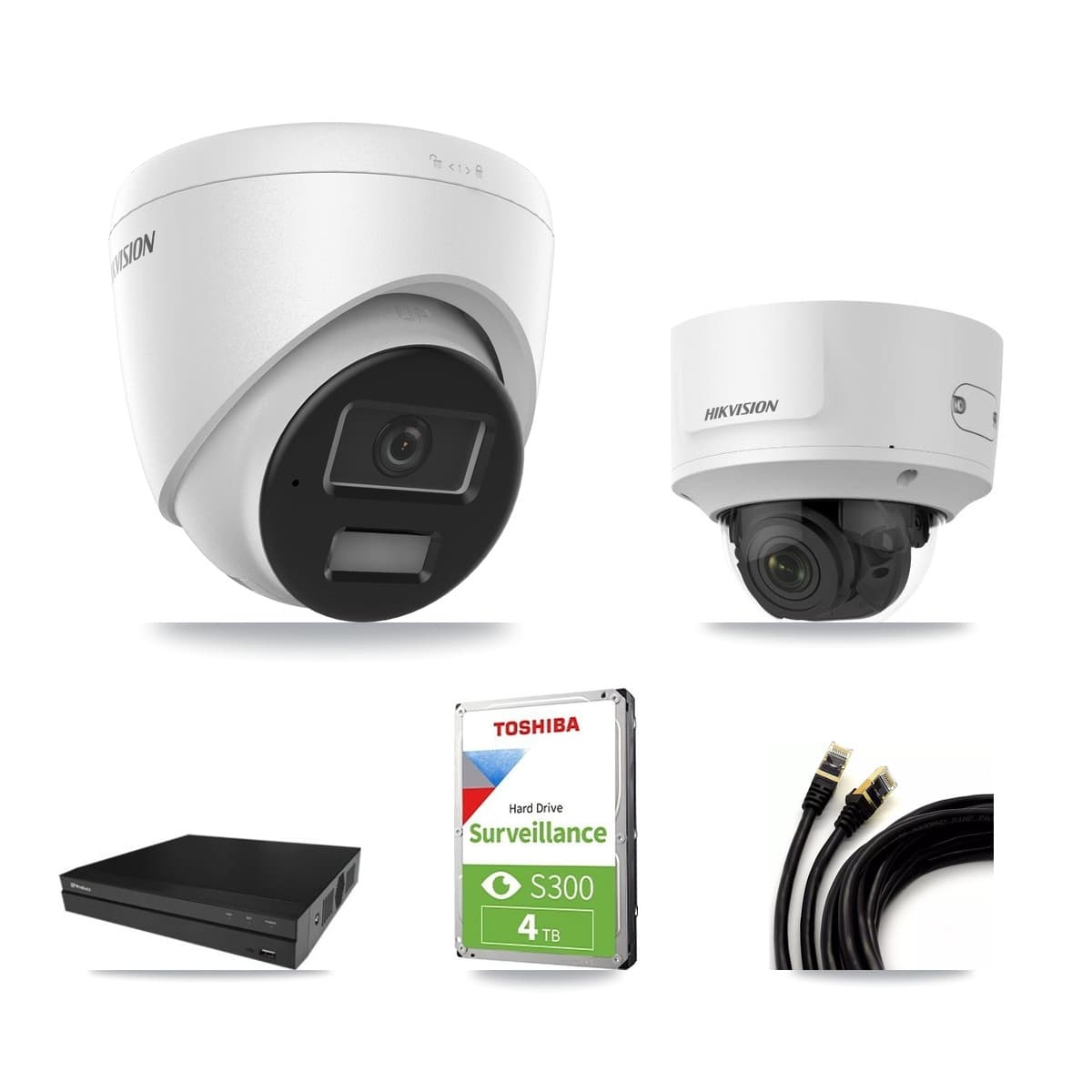 Hikvision & Prolux 16-Channel 2MP – 4MP CCTV Kit — 2 4MP Turret + 2 2MP Dome Cameras + 4TB Recording