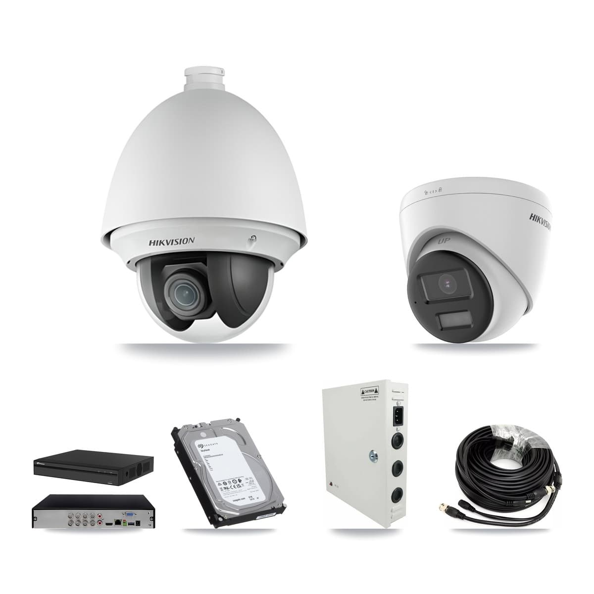 Hikvision & Prolux 8-Channel 2MP – 4K CCTV Kit — 4 2MP PTZ + 1 4K Turret Cameras + 6TB Recording