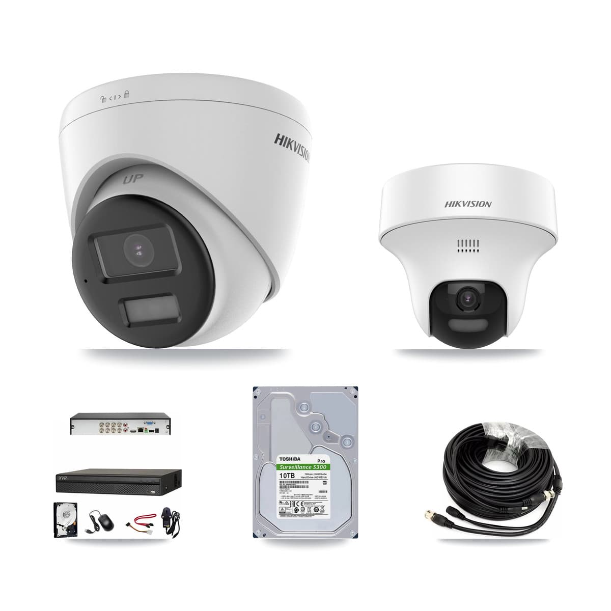 Hikvision & Dahua 8-Channel 5MP CCTV Kit — 1 DS-2CE70K0T + 7 DS-2CE78K0T Turret Cameras + 10TB Recording (XVR-3108AD Recorder)