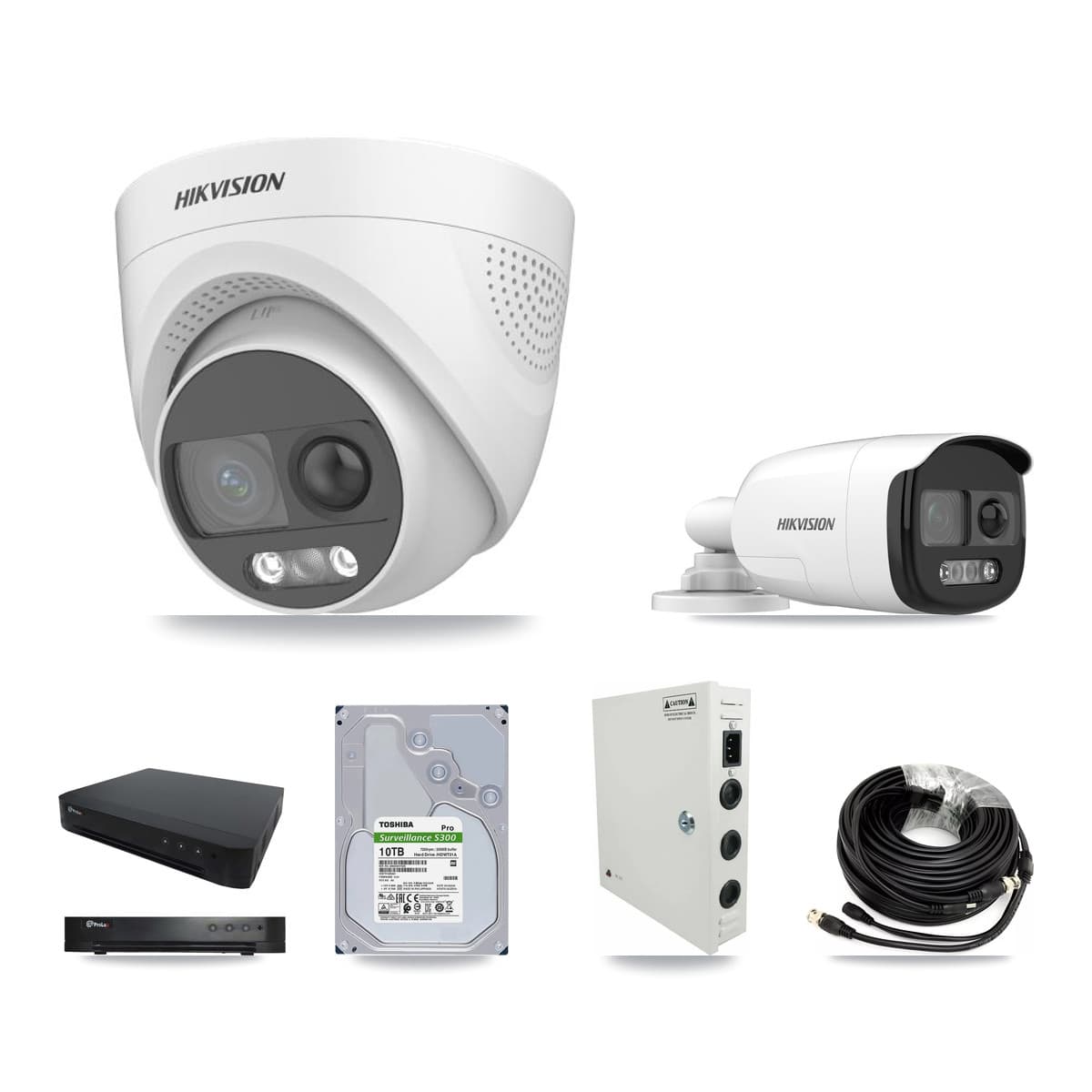 Hikvision & Prolux 16-Channel 5MP CCTV Kit — 4 DS-2CE12KF3T Bullet + 8 DS-2CE72KF3T Turret Cameras + 10TB Recording