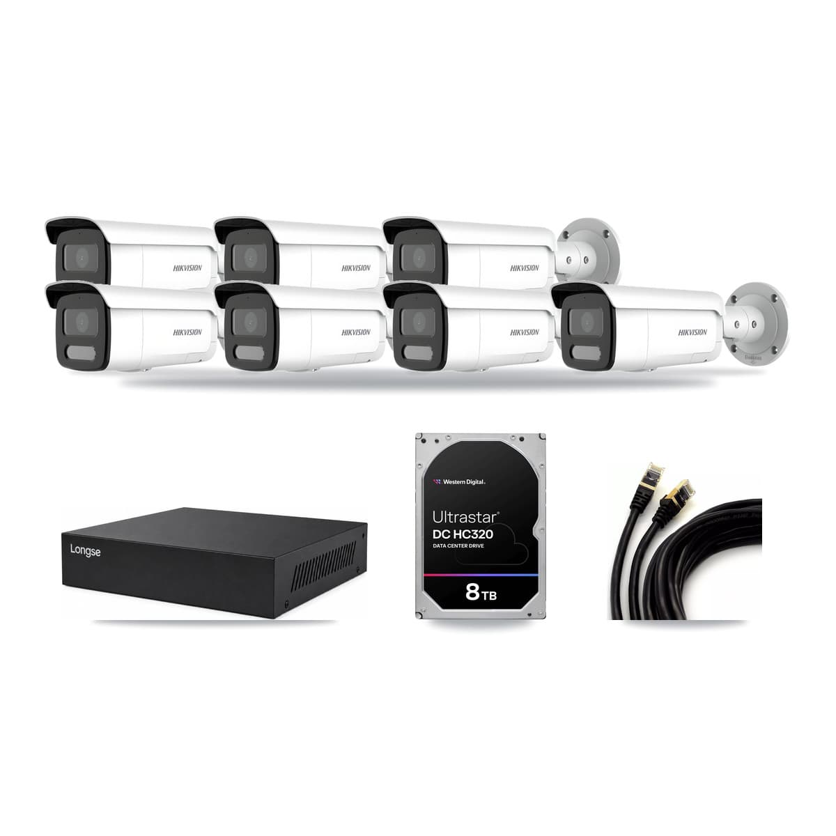 Hikvision & Longse 8-Channel 4MP CCTV Kit — 7 Bullet Cameras + 8TB Recording - Image 1