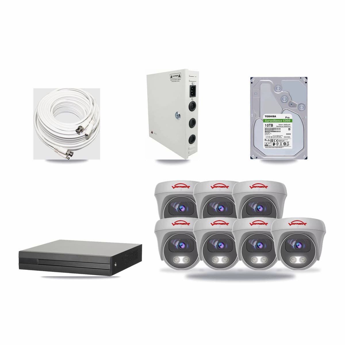 8-channel CCTV kit: 7 cameras (7× 5MP Camera), 10TB hard drive